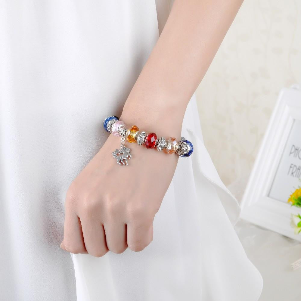 Colorful Crystal Beads Horse Bracelet - WikiWii