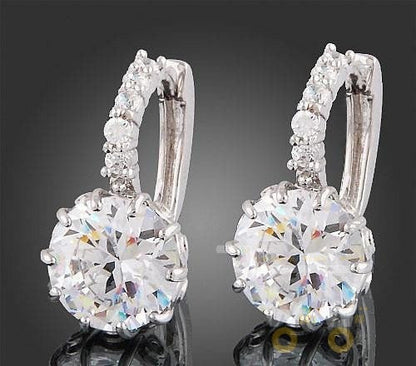 18k white Gold Plated Clear Crystal Earrings - WikiWii