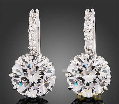 18k white Gold Plated Clear Crystal Earrings - WikiWii