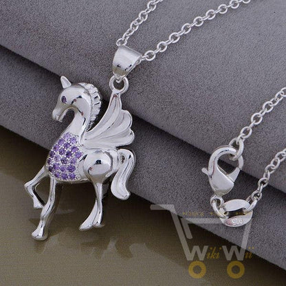 925 Sterling Silver Horse Necklace - WikiWii