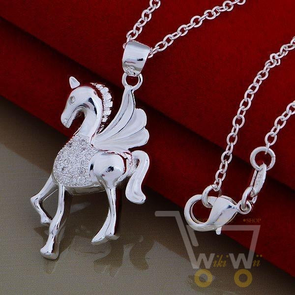 925 Sterling Silver Horse Necklace - WikiWii