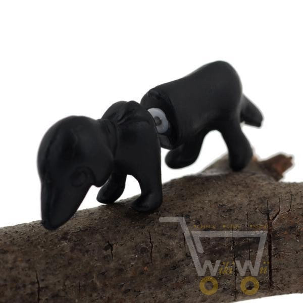 3D Puppy Dog , Black Jewelry Stud Earrings - WikiWii