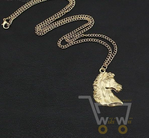 18K Gold Plated Horse Head Necklace - WikiWii