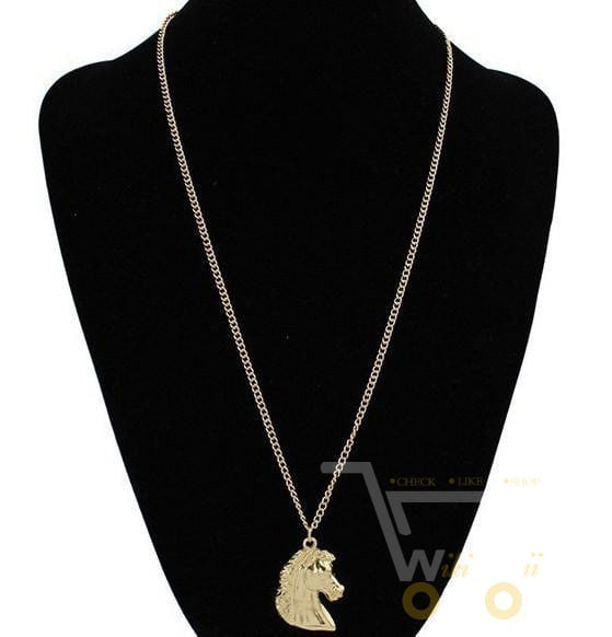 18K Gold Plated Horse Head Necklace - WikiWii