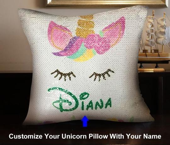 Customize Names UNICORN SEQUIN PILLOW - WikiWii