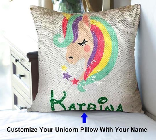 Customize Names UNICORN SEQUIN PILLOW - WikiWii