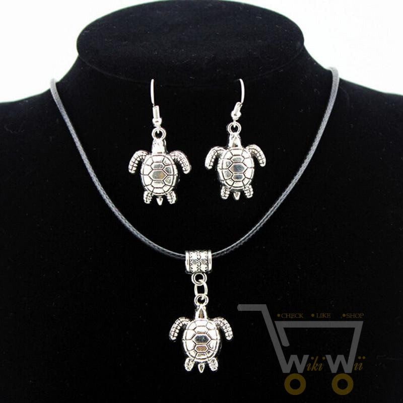 Antique Silver Turtle Pendant Earrings - WikiWii