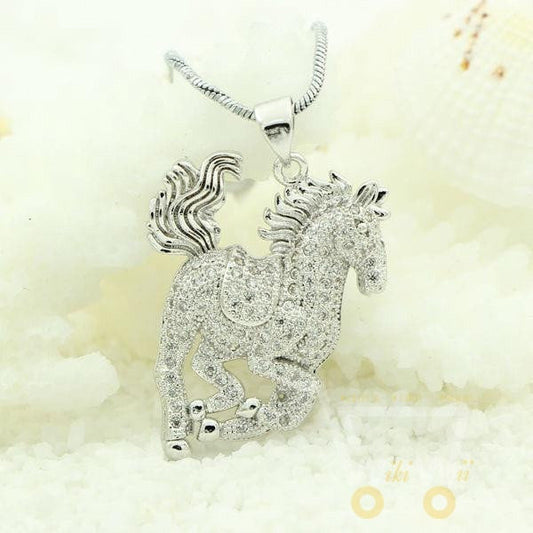 925 Sterling Silver Horse Necklace - WikiWii