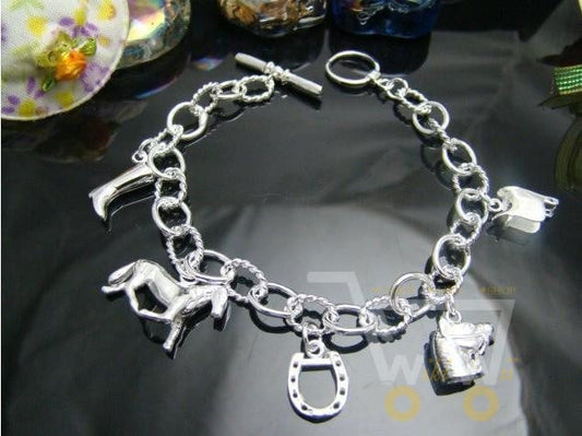 925 Sterling Silver HORSE bracelet - WikiWii