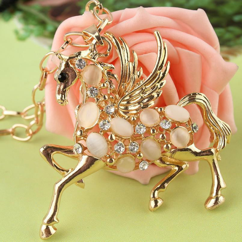 18k Gold Plated Austrian Crystal Horse Pendant Necklace - WikiWii