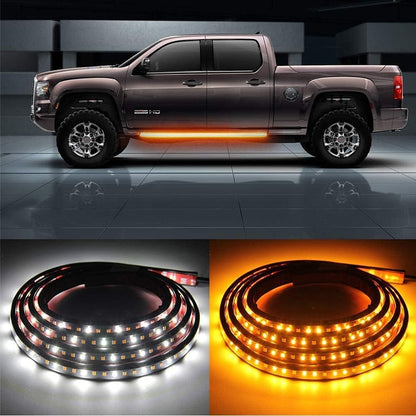 2PCs Truck LED Running Board Lights Sequential Amber Side Marker Light 70 Inch