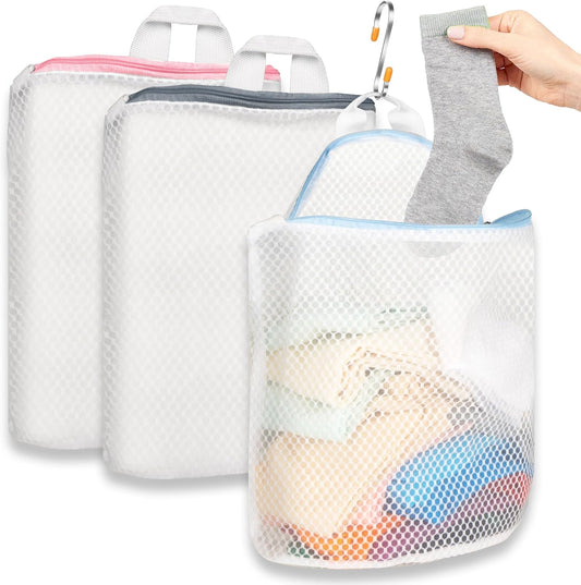 3Pcs Hanging Laundry Bags for Socks