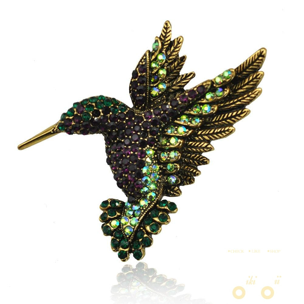 Antique Gold Hummingbird Brooch - WikiWii
