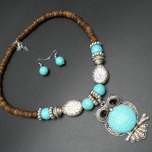 Antique Silver Owl Necklaces , Earrings - WikiWii