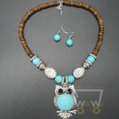 Antique Silver Owl Necklaces , Earrings - WikiWii