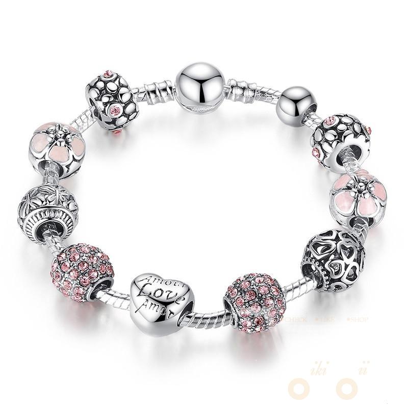 Pink Beads Charm Bracelet - WikiWii