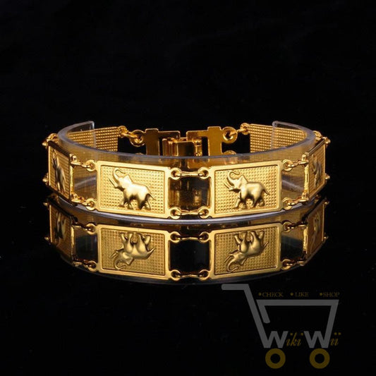 18K Gold/ Platinum Plated Elephant Bracelet - WikiWii