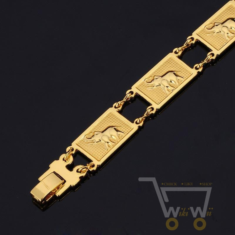 18K Gold/ Platinum Plated Elephant Bracelet - WikiWii