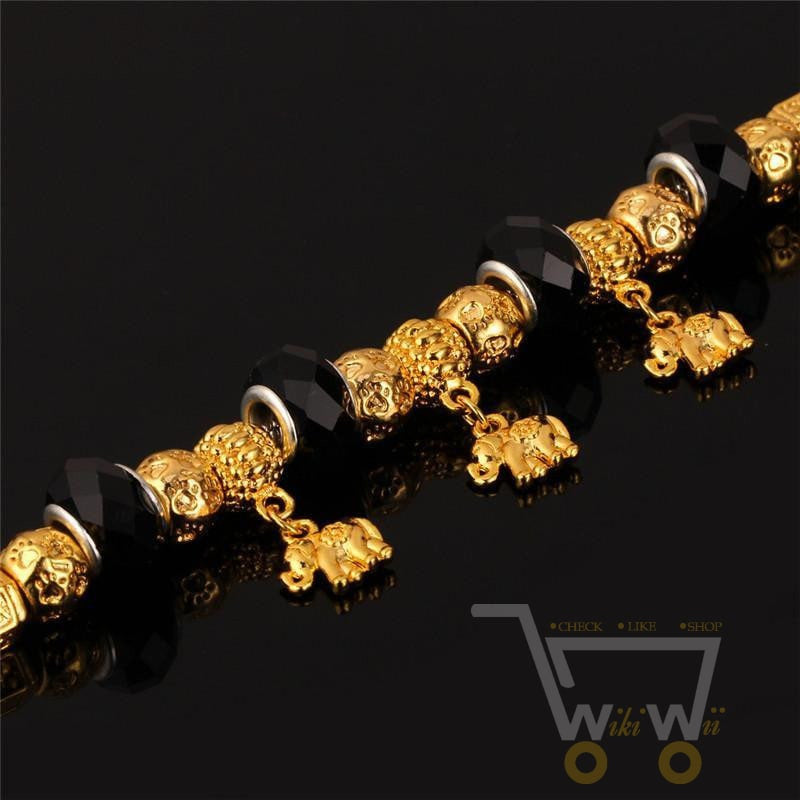 18K Gold Plated Crystal Elephant Bracelet - WikiWii