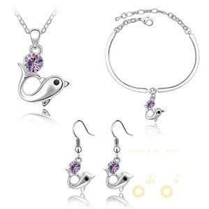 18 kg white Gold crystal Jewelry Set Dolphin necklace, earrings & Bracelet - WikiWii