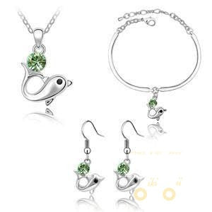 18 kg white Gold crystal Jewelry Set Dolphin necklace, earrings & Bracelet - WikiWii