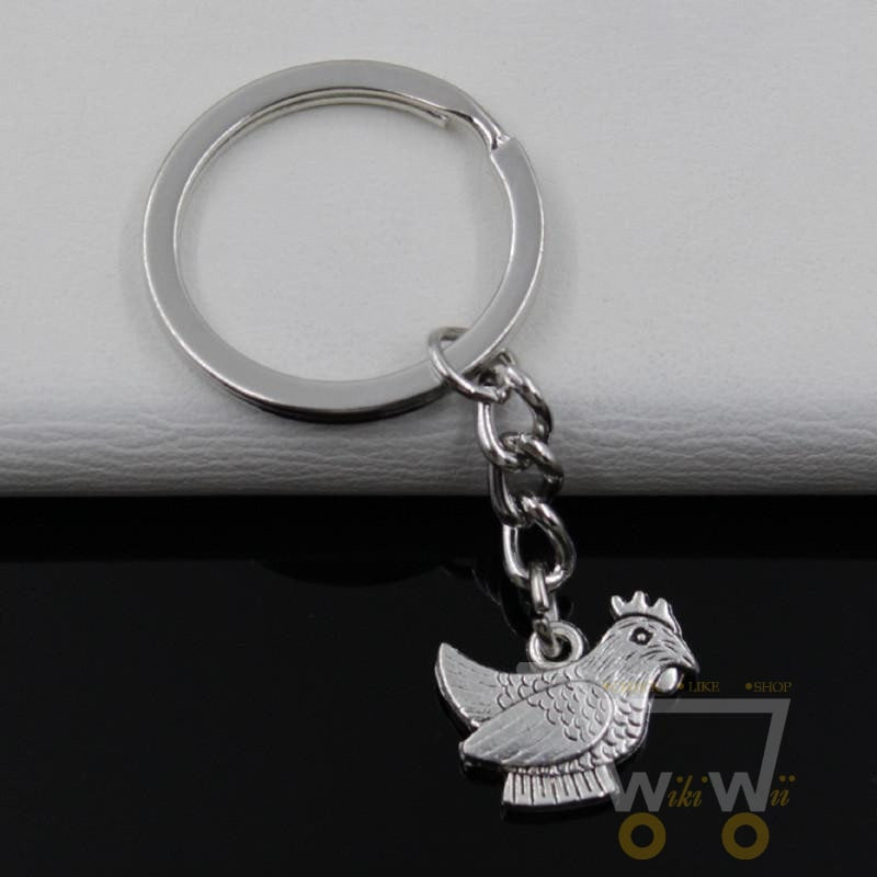 Antique Silver Plated Key Chain Chicken - WikiWii