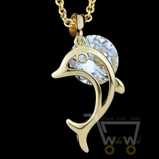 18Kg Gold Plated Dolphin  Necklace - WikiWii