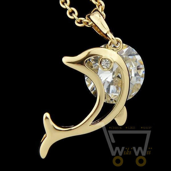 18Kg Gold Plated Dolphin  Necklace - WikiWii