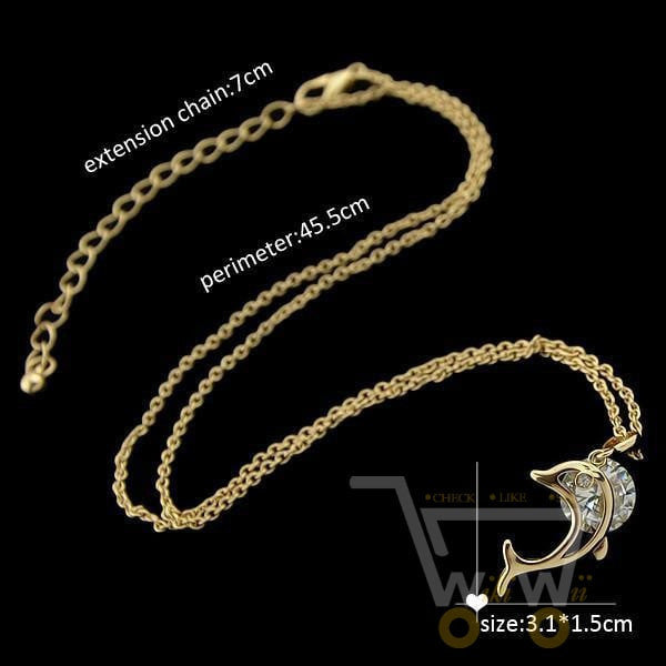 18Kg Gold Plated Dolphin  Necklace - WikiWii