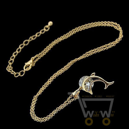 18Kg Gold Plated Dolphin  Necklace - WikiWii