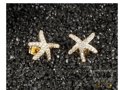 18K Gold/Platinum Plated Starfish Earrings - WikiWii