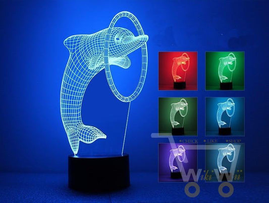 Acrylic Dolphin Colorful LED Night Light - WikiWii