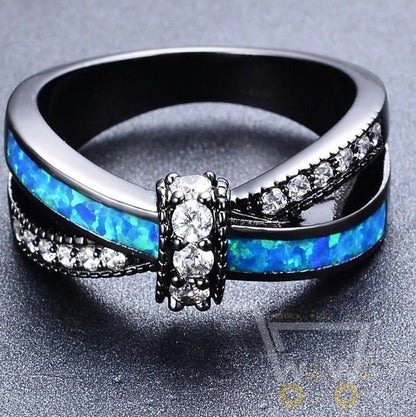 Ocean Blue Opal Cross Ring - WikiWii