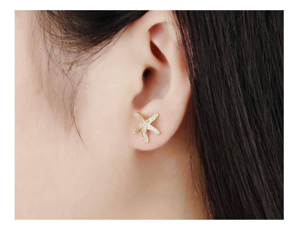 18K Gold/Platinum Plated Starfish Earrings - WikiWii