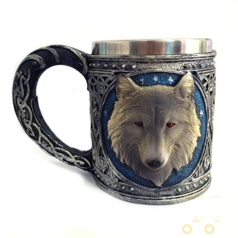 3D Stainless Steel Wolf Mug - WikiWii