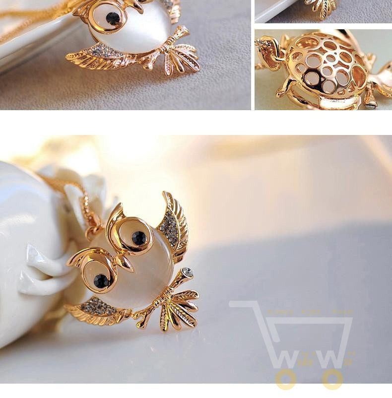 18k Gold plated New Trendy Owl Long Necklace - WikiWii