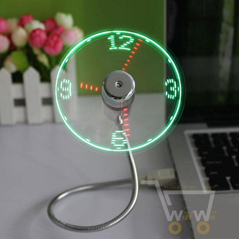 Adjustable USB Gadget Mini LED Light Fan Clock - WikiWii