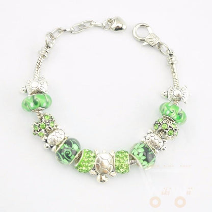 Green Beads Sea Turtle charm Bracelet - WikiWii