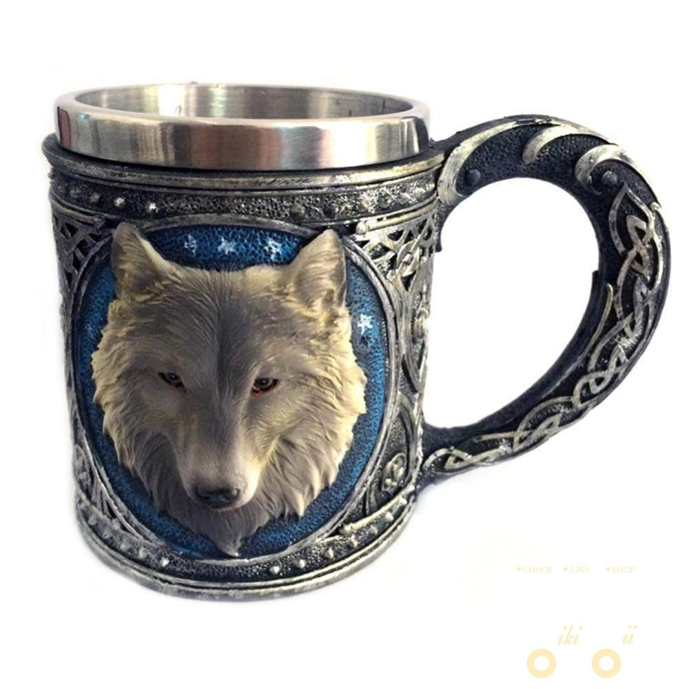 3D Stainless Steel Wolf Mug - WikiWii