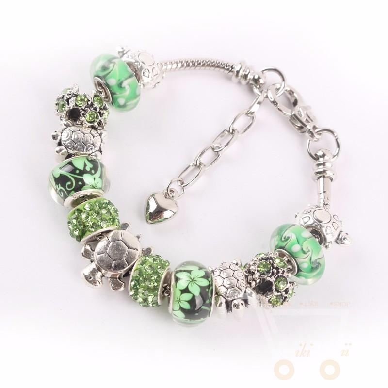 Green Beads Sea Turtle charm Bracelet - WikiWii