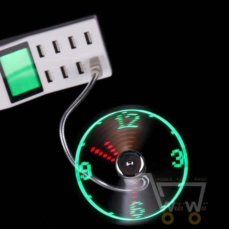 Adjustable USB Gadget Mini LED Light Fan Clock - WikiWii