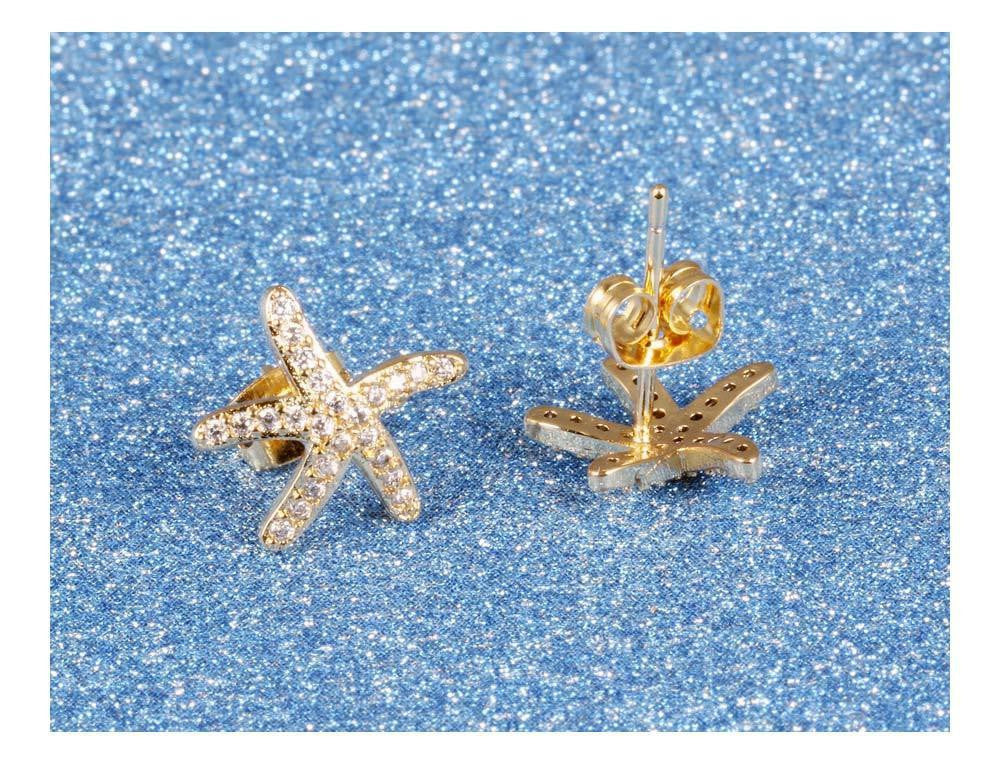 18K Gold/Platinum Plated Starfish Earrings - WikiWii