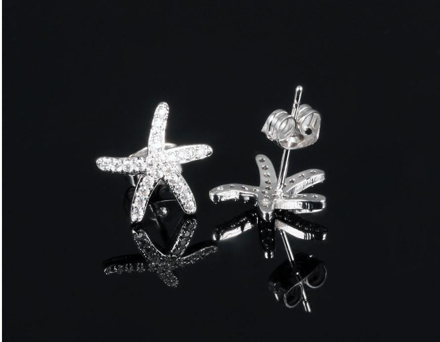 18K Gold/Platinum Plated Starfish Earrings - WikiWii