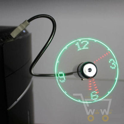 Adjustable USB Gadget Mini LED Light Fan Clock - WikiWii