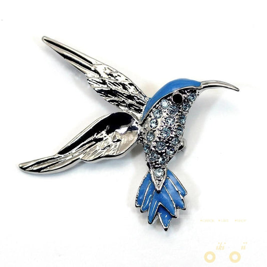 Aqua Blue Hummingbird Brooch - WikiWii