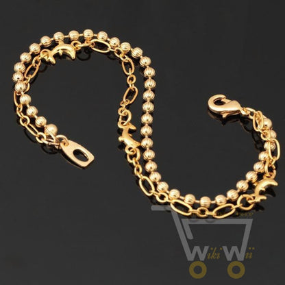 18K Real Gold Plated Lovely Small Dolphin Charm Bracelet - WikiWii