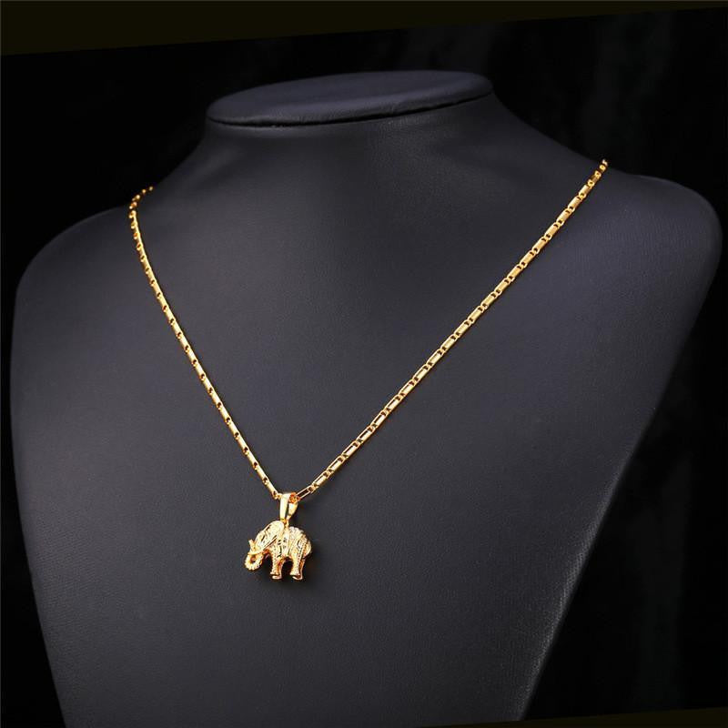 18K Gold/Platinum Plated Elephant Crystal Necklace - WikiWii