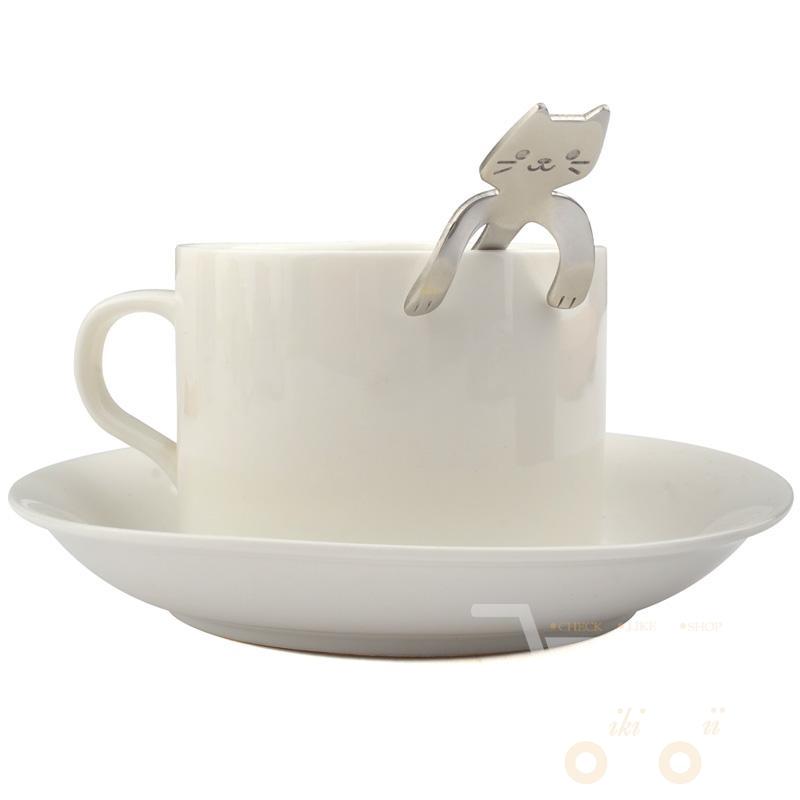 2Pcs Stainless Steel Mini Cat Coffee & Tea Spoon - WikiWii