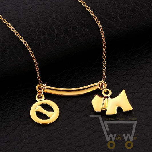 18 kg gold plated dog with bone pendants necklaces - WikiWii