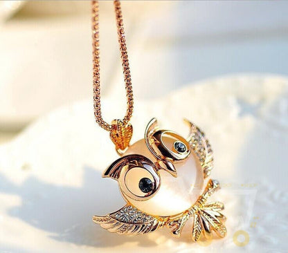 18k Gold plated New Trendy Owl Long Necklace - WikiWii